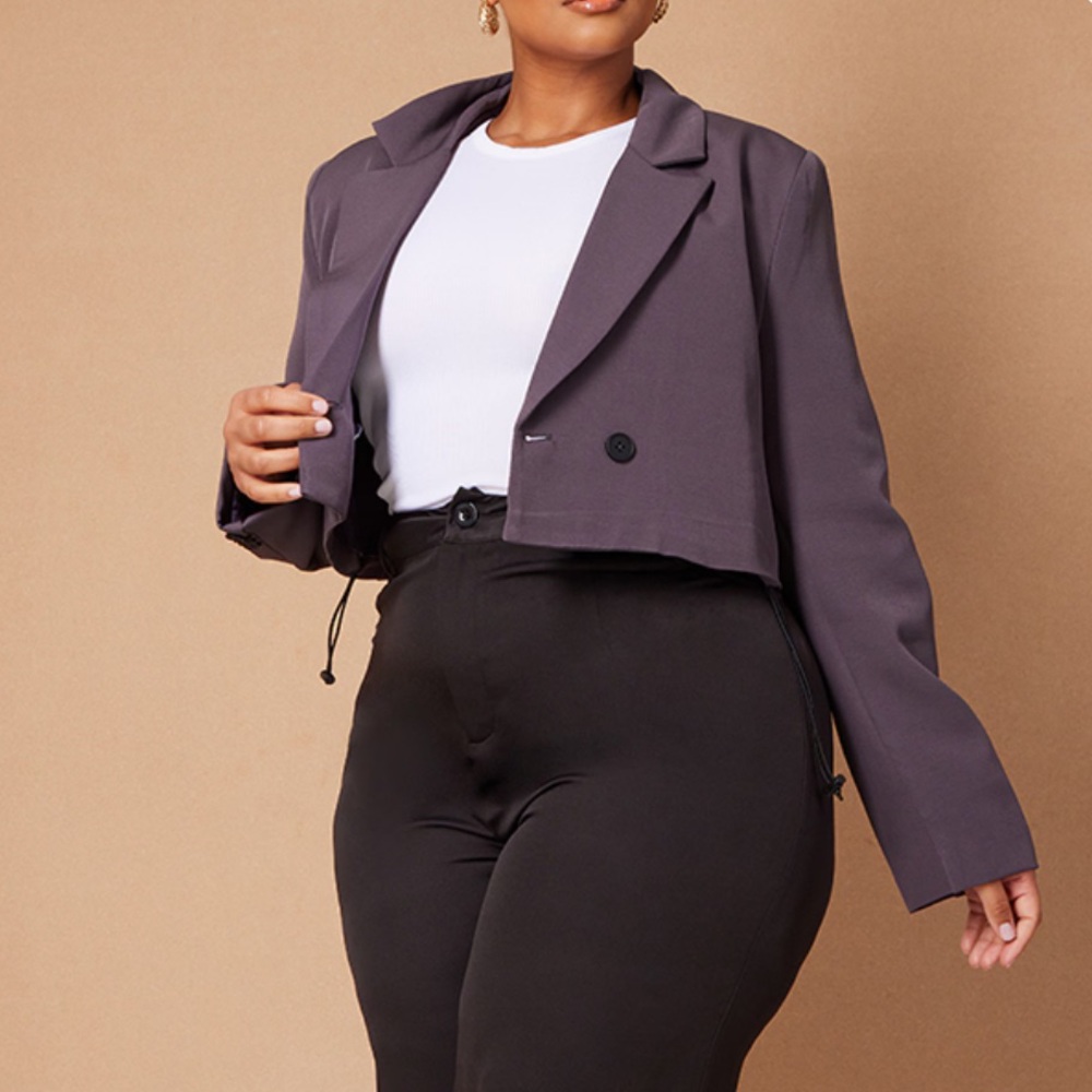 Cropped Charcoal Blazer